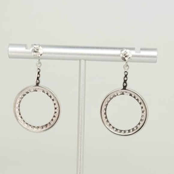 Platinum Plated .925 SS 1.67cttw Diamond  Simulant Circle Earrings - Picture 7 of 9